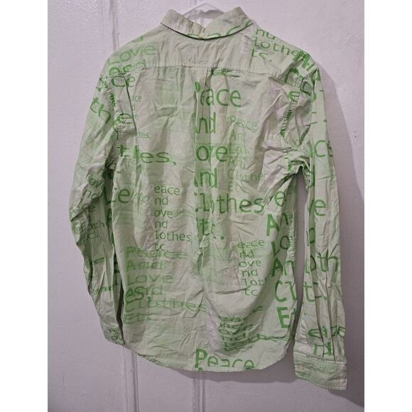 Palace Skateboards Men's Medium Sage Green Graphic Casual Button Down Shirt - Picture 5 of 8